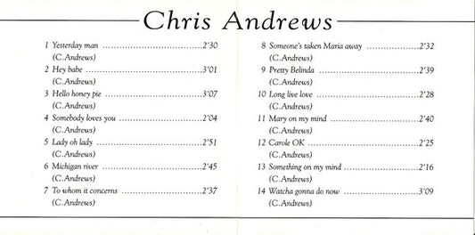Chris Andrews (3) : His Greatest Hits (CD, Comp)
