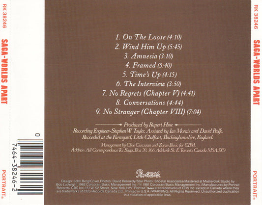 Saga (3) : Worlds Apart (CD, Album, RE)
