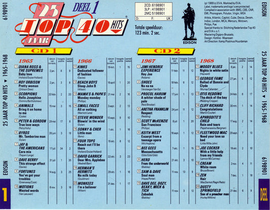 Various : 25 Jaar Top 40 Hits - Deel 1 - 1965-1968 (2xCD, Comp)