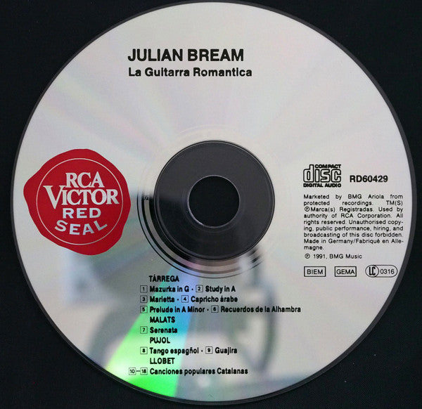 Julian Bream, Miguel Llobet - Emilio Pujol - Francisco Tárrega : La Guitarra Romantica (CD, Album)