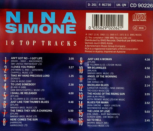Nina Simone : 16 Top Tracks (CD, Album, Comp)