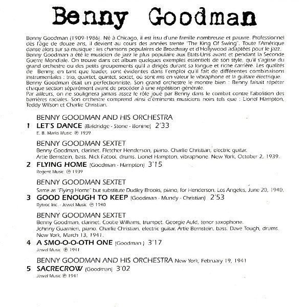 Benny Goodman : Benny Goodman (CD, Comp, RE)