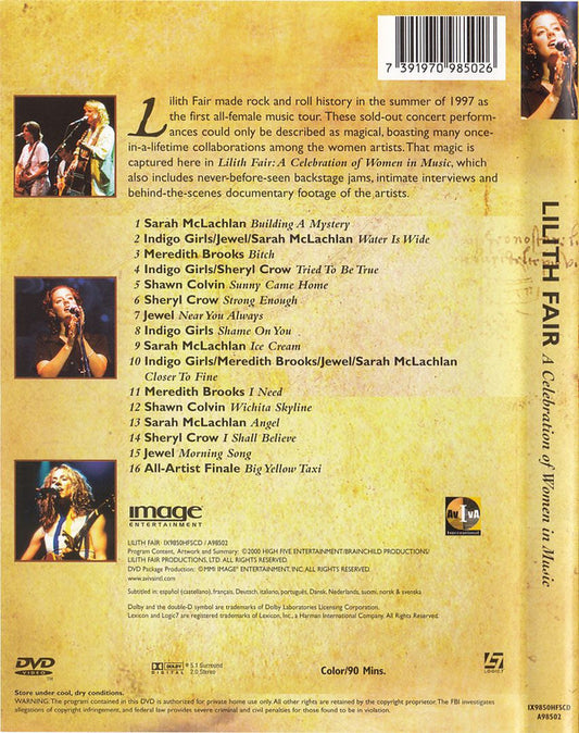 Various : Lilith Fair - A Celebration Of Women In Music (DVD-V, Comp, PAL)