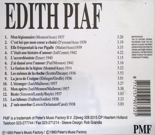 Edith Piaf : Les Plus Grands Artistes Francais Edith Piaf (CD, Comp)