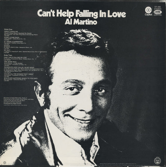 Al Martino : Can't Help Falling In Love (LP, Album, Jac)