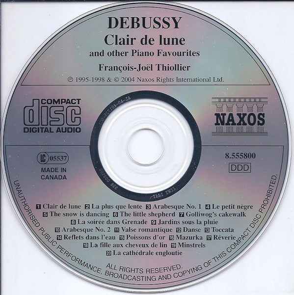 Claude Debussy, François-Joël Thiollier : Clair De Lune And Other Piano Favourites (CD, Comp)