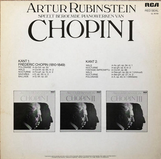Arthur Rubinstein, Frédéric Chopin : Artur Rubinstein Speelt Beroemde Pianowerken Van Chopin I (LP, Comp)
