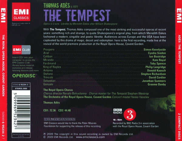 Thomas Adès - Simon Keenlyside, Cyndia Sieden, Ian Bostridge, Kate Royal, Toby Spence, Philip Langridge, Chorus Of The Royal Opera House, Covent Garden, Orchestra Of The Royal Opera House, Covent Garden, Thomas Adès : The Tempest (2xCD, Album)