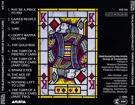 The Alan Parsons Project : The Turn Of A Friendly Card (CD, Album, RE, RP)