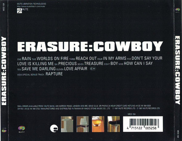 Erasure = Erasure : Cowboy = 夜光牛仔 (CD, Album)