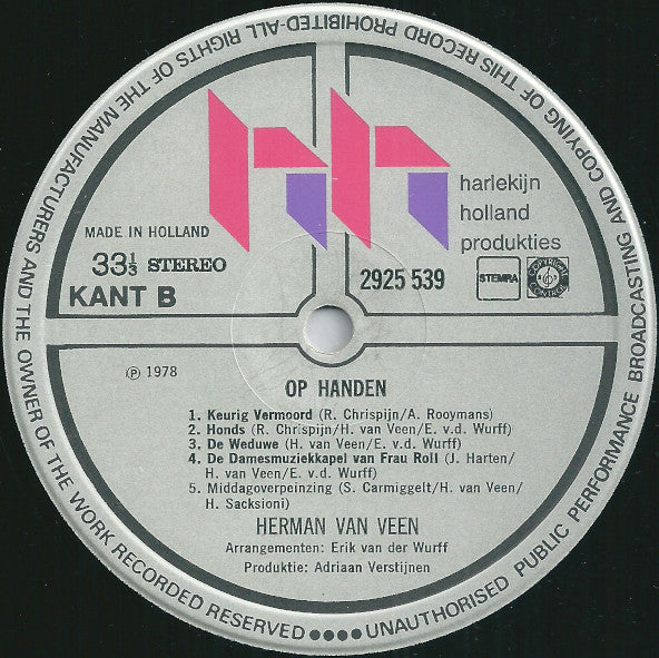 Herman van Veen : Op Handen (LP, Album)