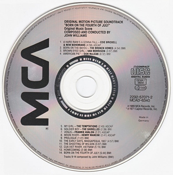 John Williams (4), Various : Born On The Fourth Of July - Motion Picture Soundtrack Album (CD, Album)