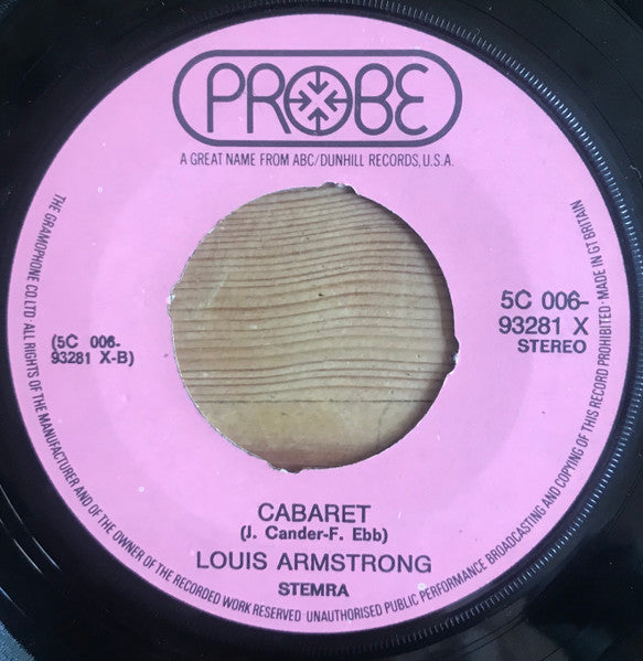 Louis Armstrong : What A Wonderful World / Cabaret (7", Single)