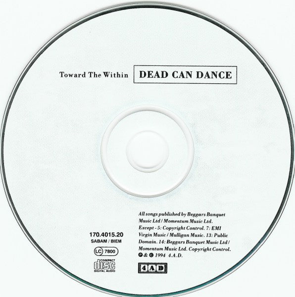 Dead Can Dance : Toward The Within (CD, Album)