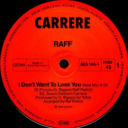 RAF (5) : I Don't Want To Lose You (New Version) (12", Maxi)