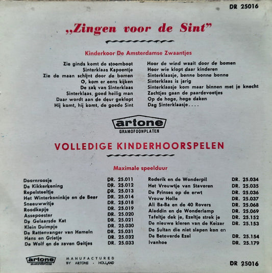 De Amsterdamse Zwaantjes : Zingen Voor De Sint (7", EP)