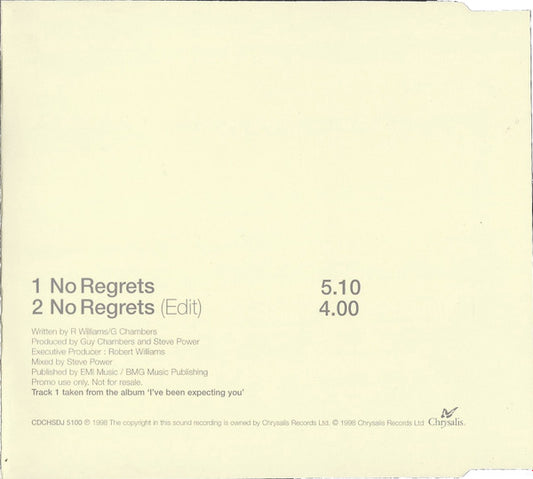 Robbie Williams : No Regrets (CD, Single, Promo)