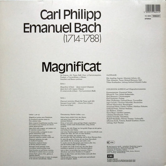 Carl Philipp Emanuel Bach : Magnificat (LP, Album, RP, Gat)