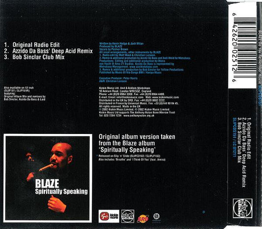 Blaze Featuring Palmer Brown : Do You Remember House? (CD, Single)