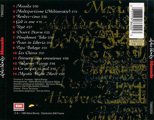 Alpha Blondy And The Solar System : Masada (CD, Album, RP)