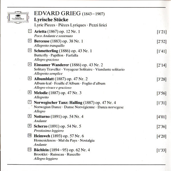 Edvard Grieg, Emil Gilels : Lyrische Stücke = Lyric Pieces = Pièces Lyriques (CD, Album, RE, RP)