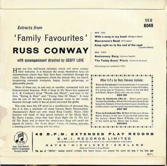 Russ Conway : Family Favourites (7", EP, Mono)