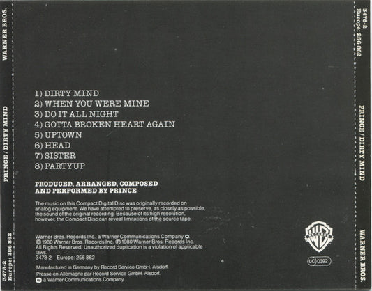 Prince : Dirty Mind (CD, Album, RE)