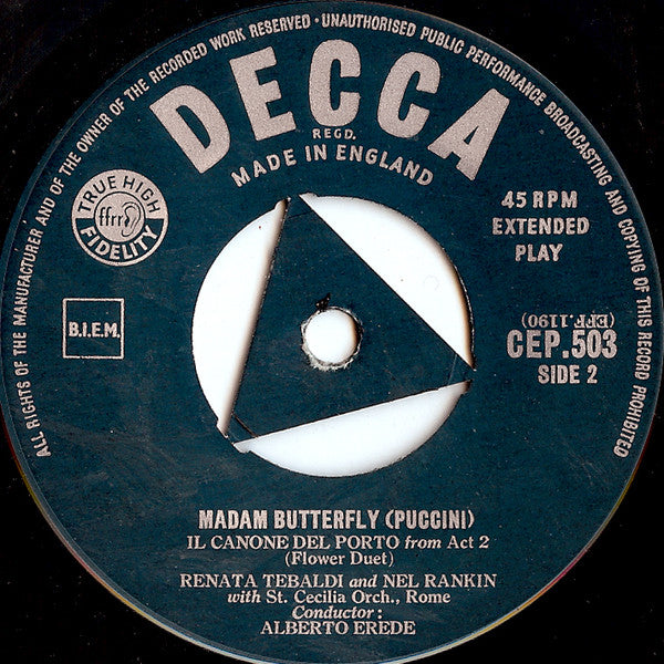 Giacomo Puccini / Renata Tebaldi : Nell Rankin : Giuseppe Campora : Giovanni Inghilleri : Madam Butterfly (7", EP, Mono)
