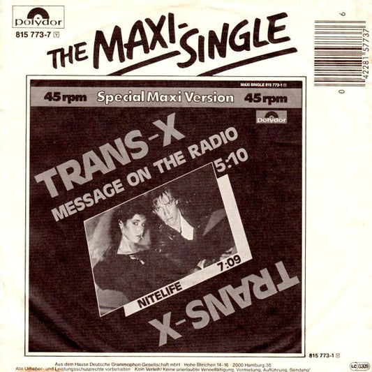 Trans-X : Message On The Radio (7", Single)