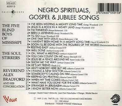 Five Blind Boys Of Mississippi, The Soul Stirrers, Reverend Alex Bradford And His Congregation : Negro Spirituals, Gospel & Jubilee Songs (CD, Comp)