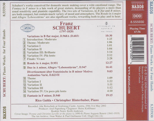 Franz Schubert - Rico Gulda • Christopher Hinterhuber : Piano Works For Four Hands (CD, Album)