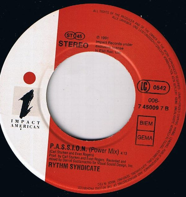 Rythm Syndicate (2) : P.A.S.S.I.O.N. (7", Single)