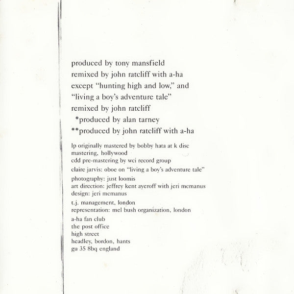 a-ha : Hunting High And Low (CD, Album, Ltd, RE, RP, Gol)