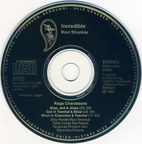 Ravi Shankar : Incredible Ravi Shankar - Raga Charukauns (CD, Album)