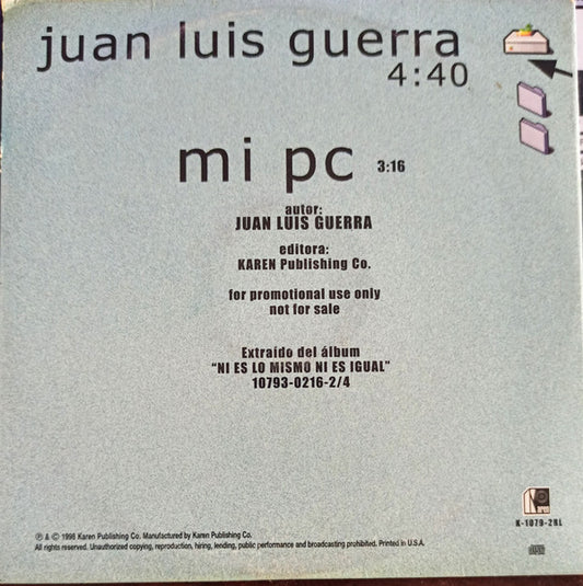 Juan Luis Guerra 4.40 : Mi PC (CD, Single, Promo)
