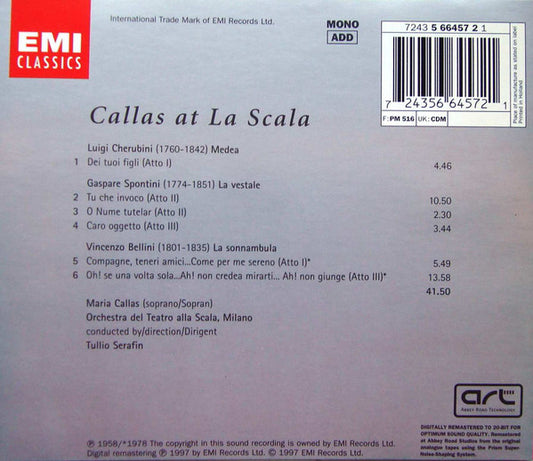 Maria Callas, Orchestra Del Teatro Alla Scala, Tullio Serafin : Callas At La Scala (CD, Album, Mono, RM)
