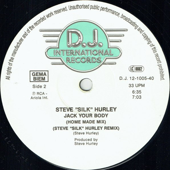 Steve "Silk" Hurley : Jack Your Body (12")