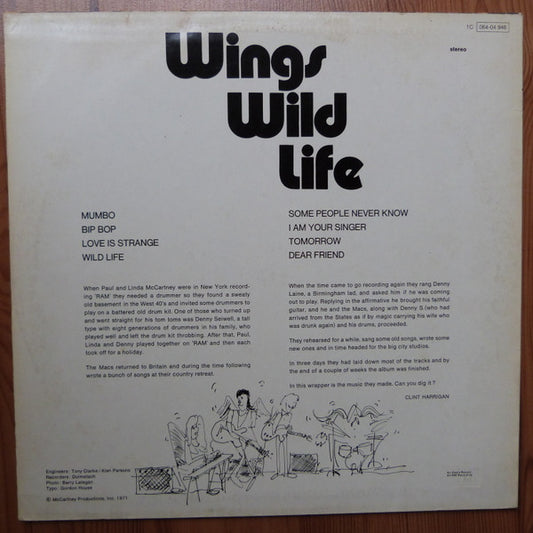 Wings (2) : Wild Life (LP, Album, RE)