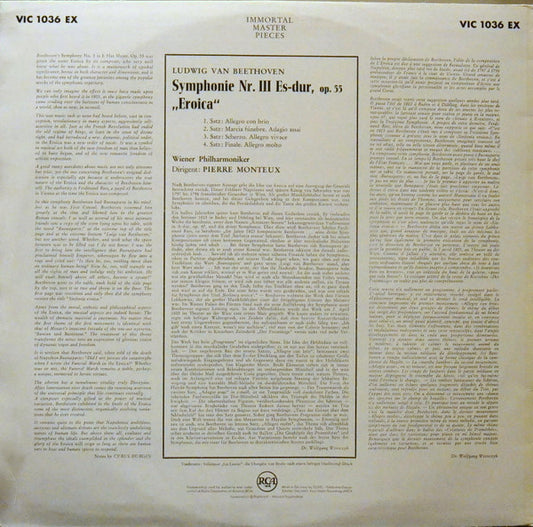 Ludwig van Beethoven, Wiener Philharmoniker, Pierre Monteux : Symphony No.3 In E Flat ("Eroica") (LP, Album, Mono)