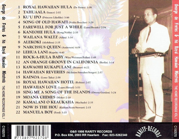 George De Fretes And His Royal Hawaiian Minstrels : The Home Recordings Vol. 1 (CD, Album)