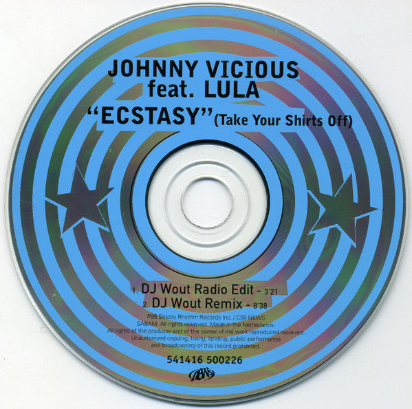 Johnny Vicious Feat. Lula : Ecstacy (Take Your Shirts Off) (CD, Single)