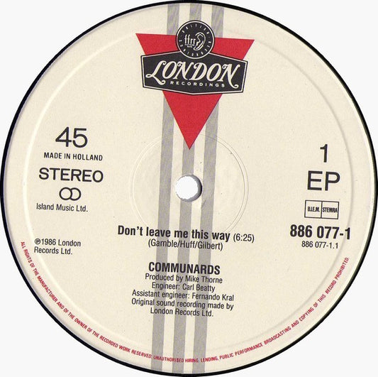 The Communards With Sarah Jane Morris : Don't Leave Me This Way (12", EP)