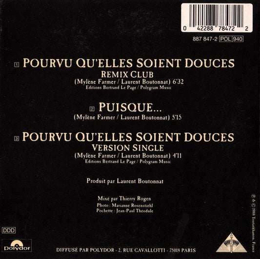 Mylène Farmer : Pourvu Qu'Elles Soient Douces (CD, Maxi)