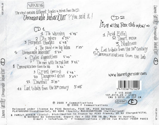 Laurent Garnier : Unreasonable Behaviour (CD, Album, P/Mixed + CD, P/Mixed + Ltd)