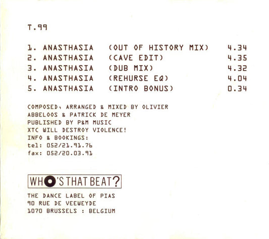 T99 : Anasthasia (CD, Single)