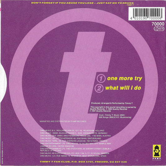 Timmy T : One More Try (7", Single)