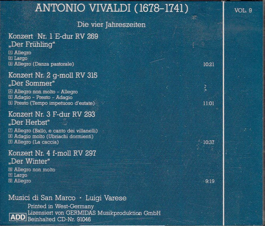 Antonio Vivaldi / Musici Di San Marco / Luigi Varese : Die Vier Jahreszeiten (CD, Album)