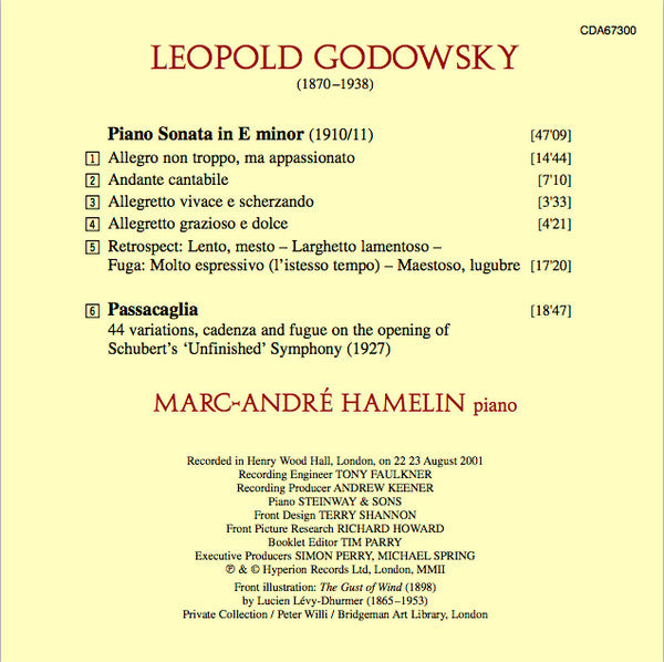 Leopold Godowsky - Marc-André Hamelin : Sonata • Passacaglia (CD, Album)