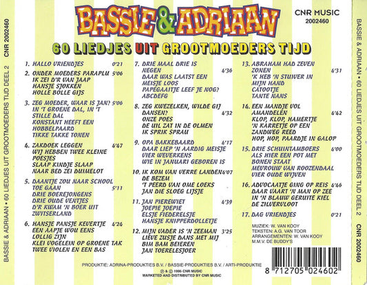 Bassie & Adriaan : 60 Liedjes Uit Grootmoeders Tijd Deel 2 (CD)