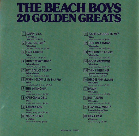 The Beach Boys : 20 Golden Greats (CD, Comp, Mono, RM)